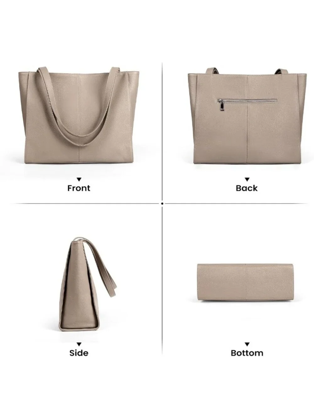 Genuine Leather Tote Bag for Women | Padded Laptop Compartment, Multi-Pockets